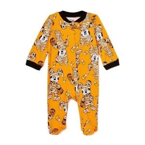 Disney Halloween Newborn Mickey + Minnie, Zipper Mummy Pajamas New 🎃